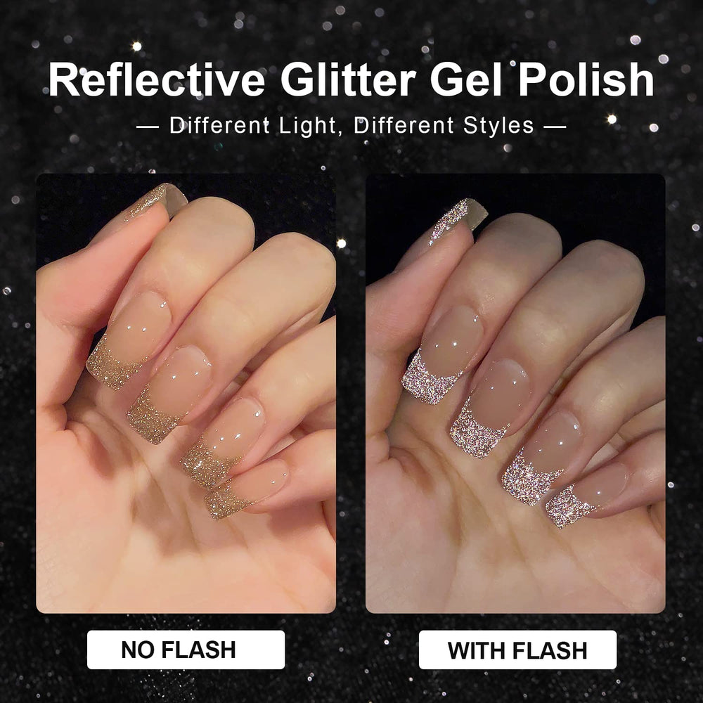 GAOY vernis gel rouge-brun avec paillettes et brillance pour manucure rapide