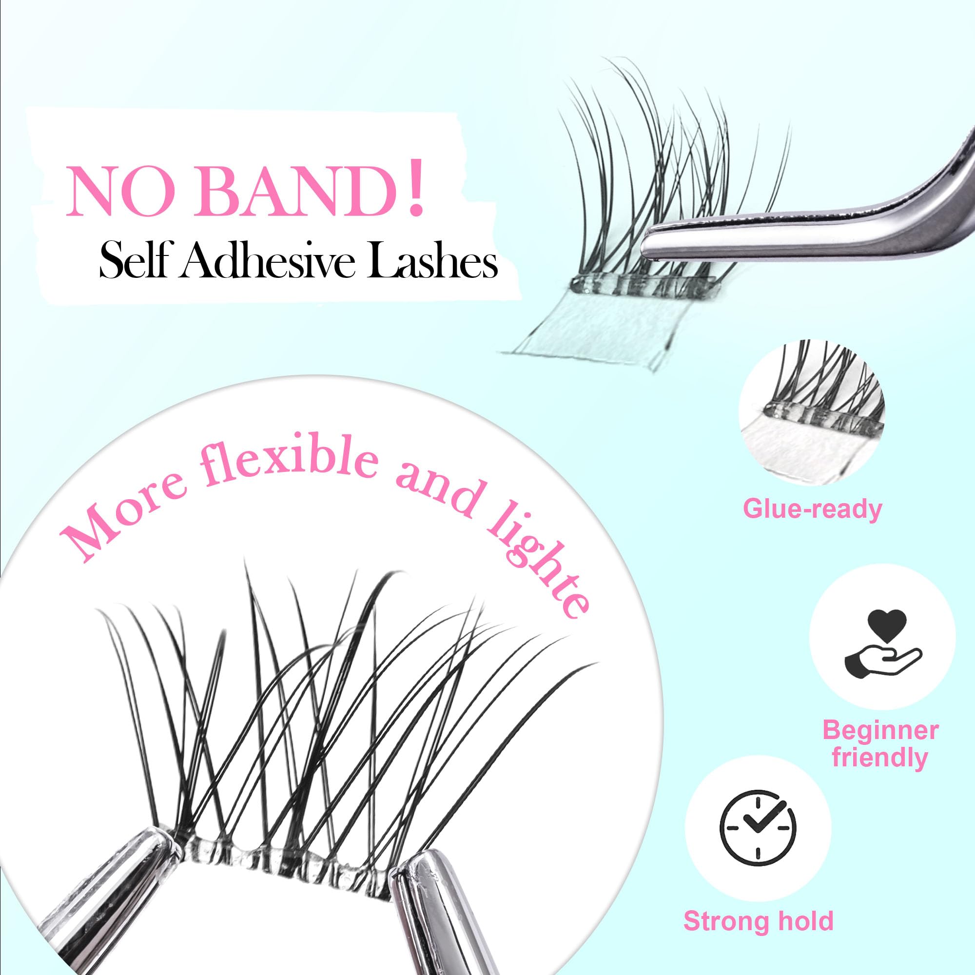 GAQQI cils grappes longueurs 10-16 mm pour effet naturel.