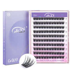 GAQQI cils groupés GQ19 D Curl 14mm pour un regard naturel et léger.