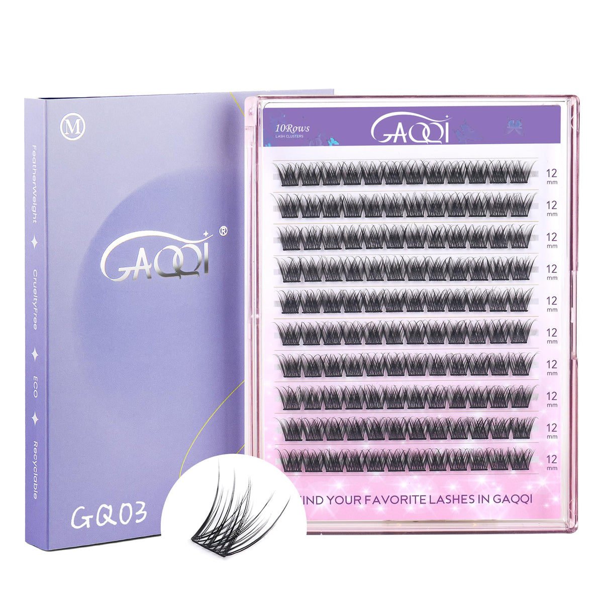 GAQQI Clusters de cils, paquet 120 pièces, C-Curl, regard naturel et durable.