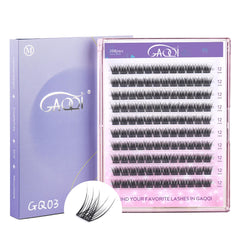 GAQQI Clusters de cils, paquet 120 pièces, C-Curl, regard naturel et durable.