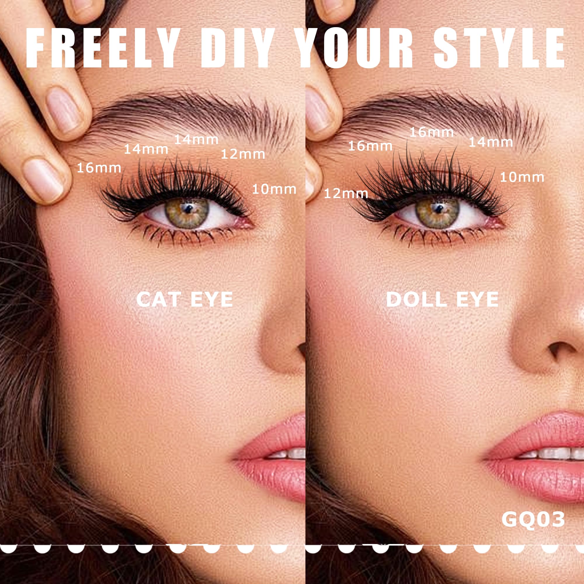 GAQQI extensions de cils wispy 12mm pour un regard léger et élégant.