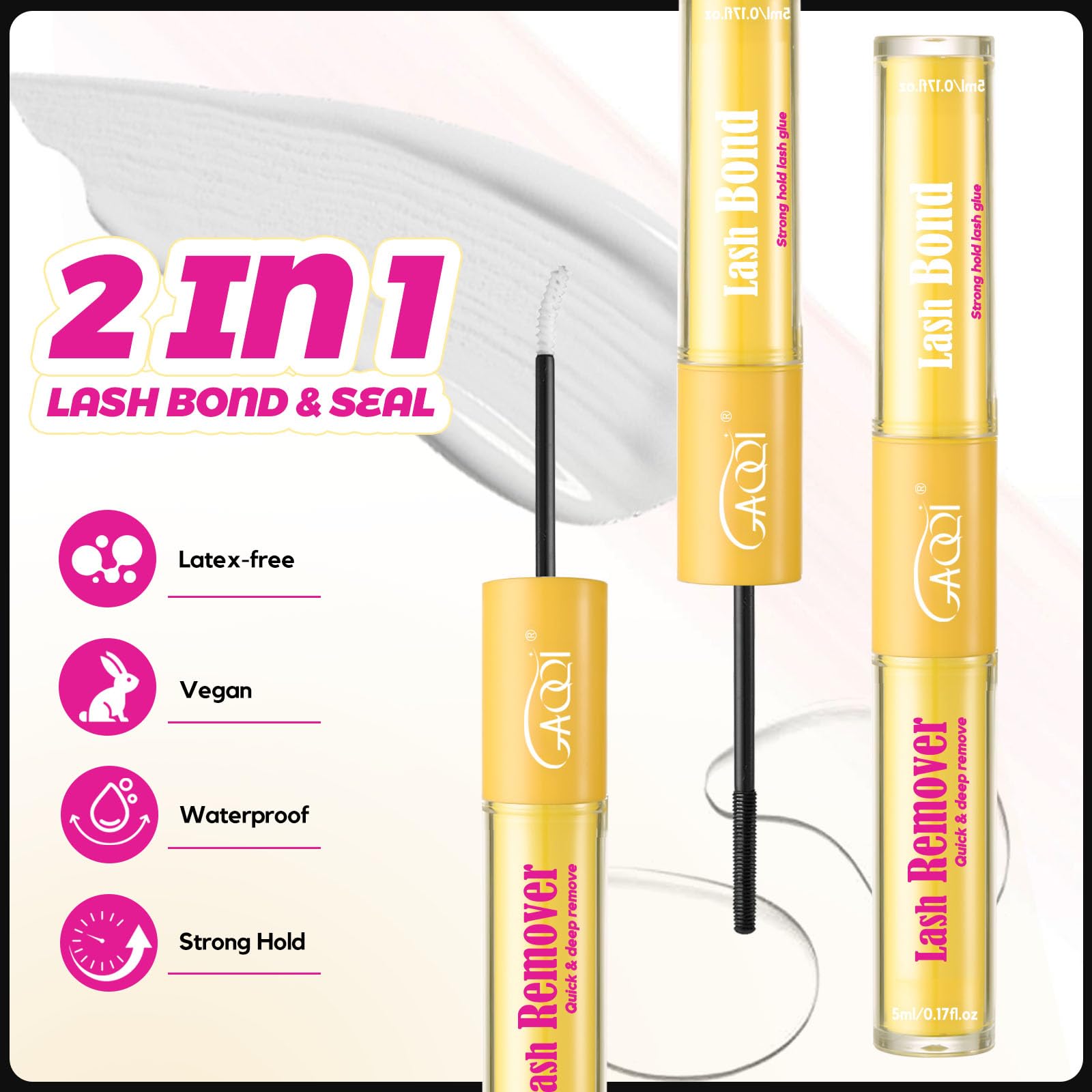 GAQQI Lash Bond Blanc Séché Invisible: fini clair pour un regard naturel