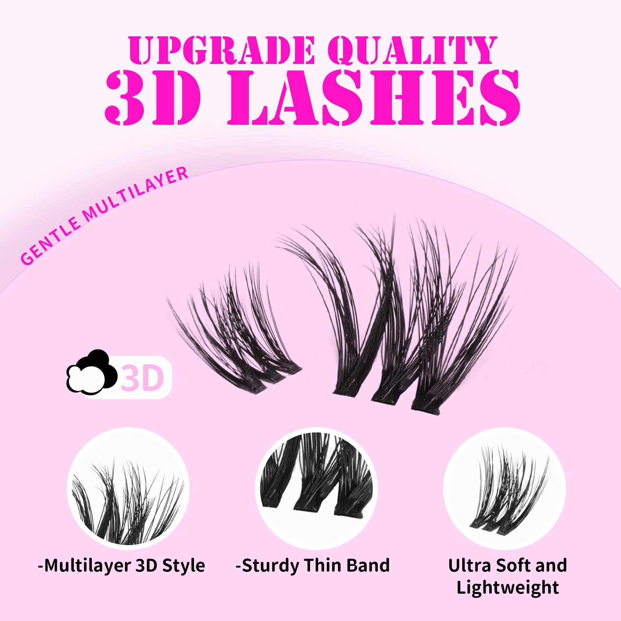 GAQQI Lash Clusters effet 3D multicouche pour volume subtil