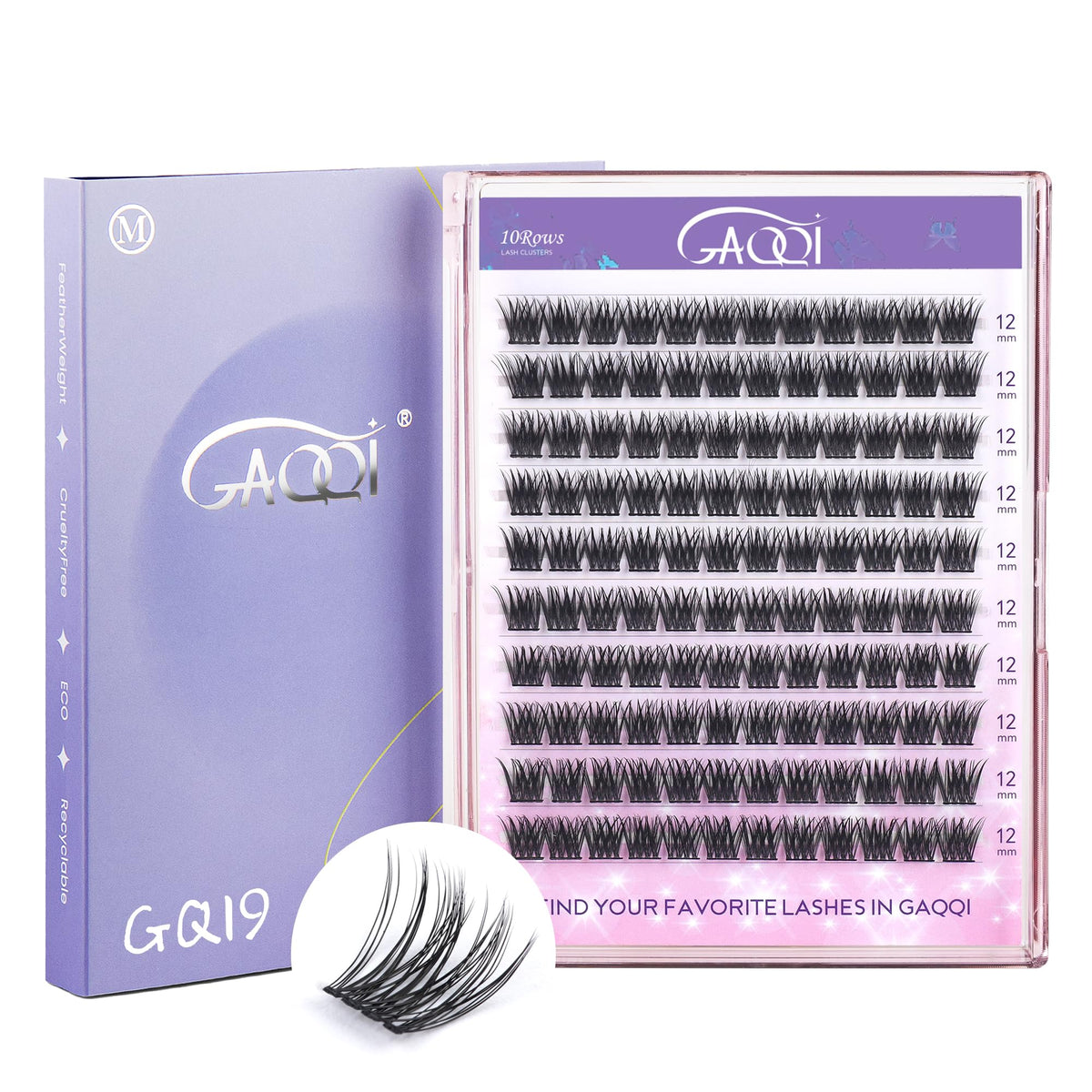 GAQQI GQ19 plateaux de cils 12mm pour un look naturel et durable.