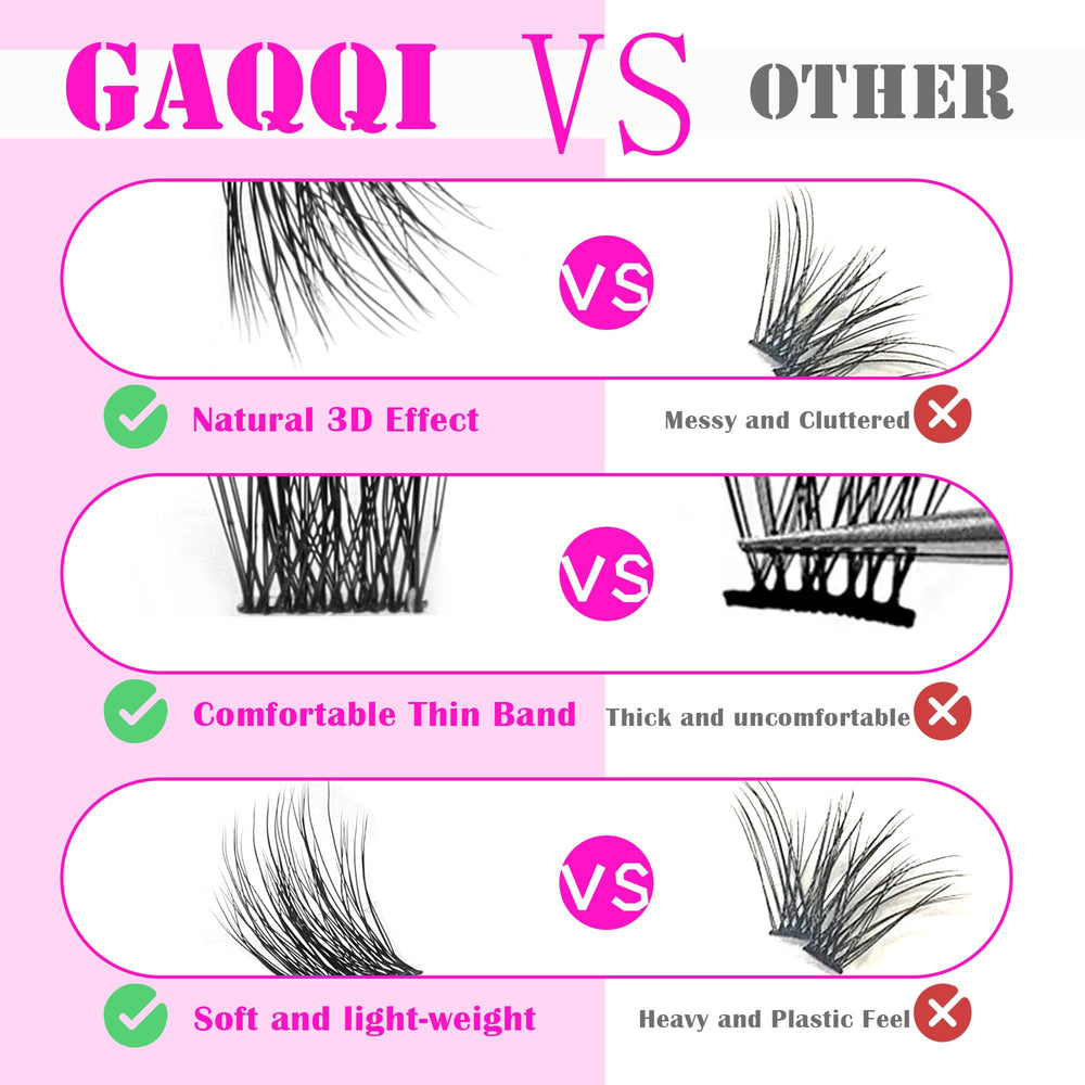 GAQQI Lash Clusters – longueurs 10-14 mm pour adapter le look à chaque occasion.