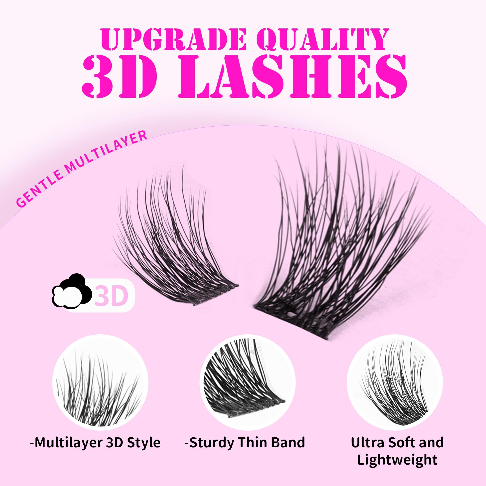 GAQQI Lash Clusters – volume 3D pour un regard plus plein et structuré.