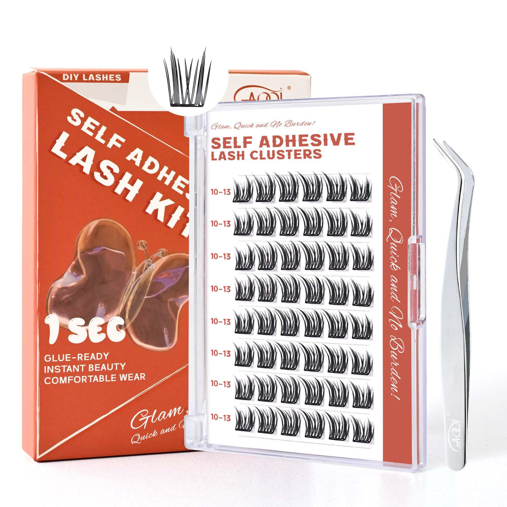 GAQQI self-adhesive lash clusters packaging shows compact, travel-friendly design.