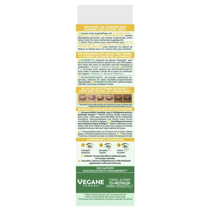 Vitamine C 4% aidant à l’éclat du contour des yeux.