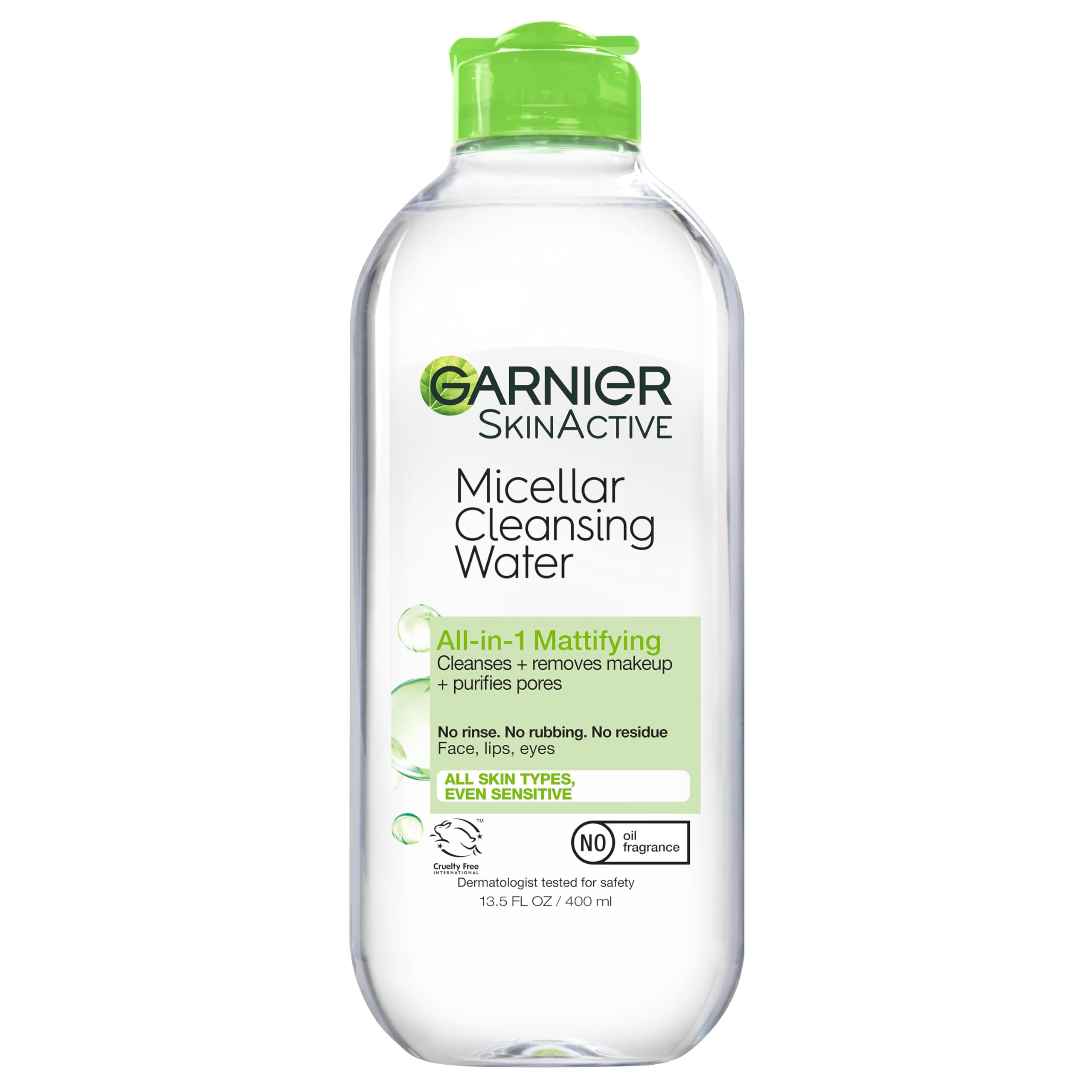 Garnier Eau Micellaire – bouteille 400 ml, nettoyage visage sans rinçage efficace.
