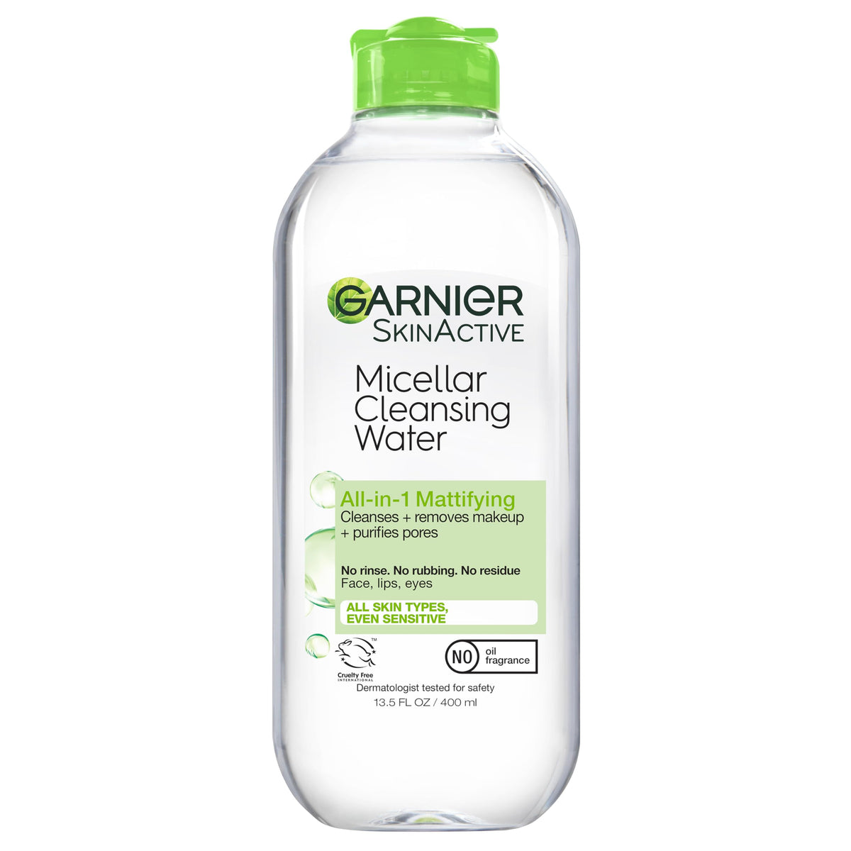 Garnier Eau Micellaire – bouteille 400 ml, nettoyage visage sans rinçage efficace.