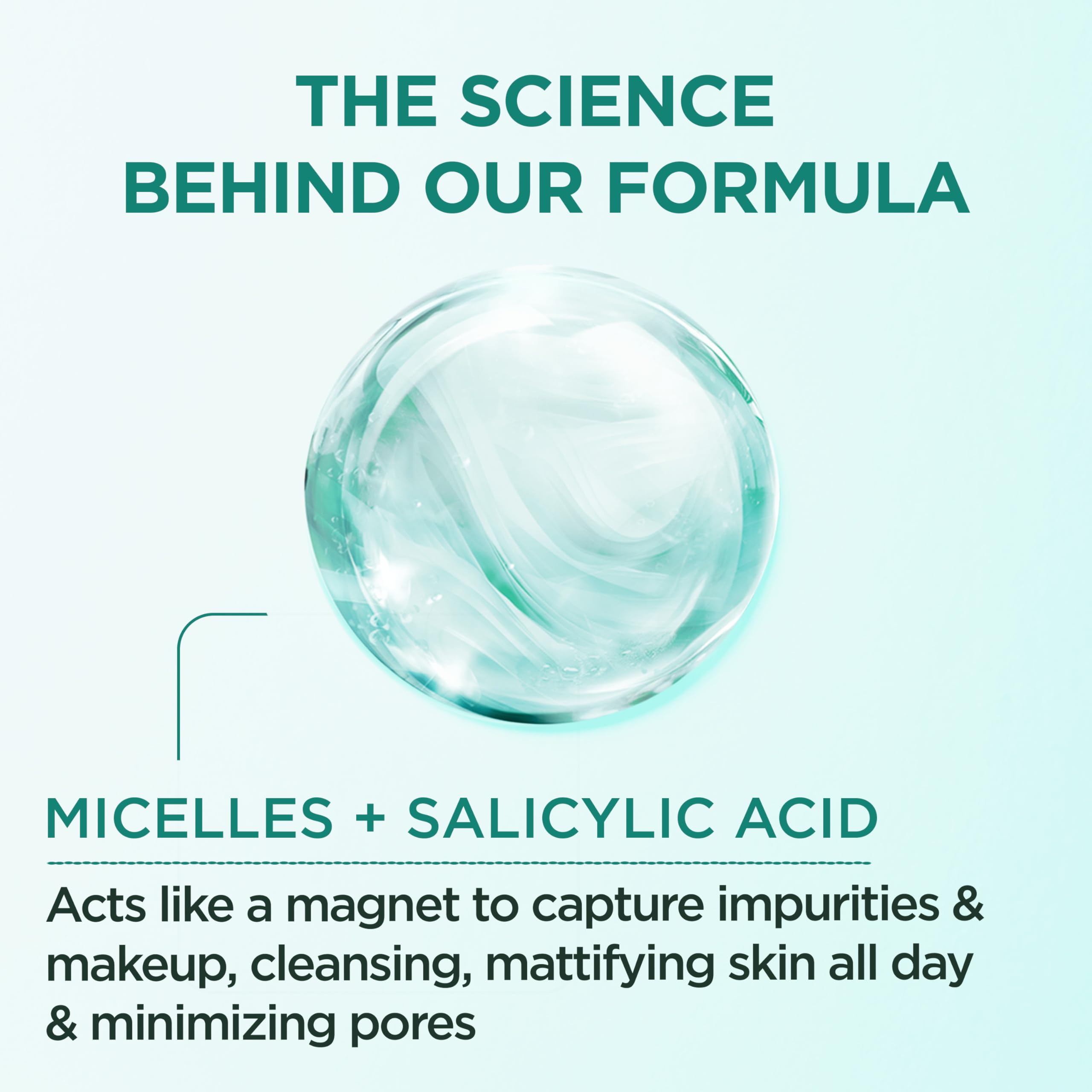 Garnier eau micellaire salicylique – étiquette visible, indiquant les bénéfices purifiants.