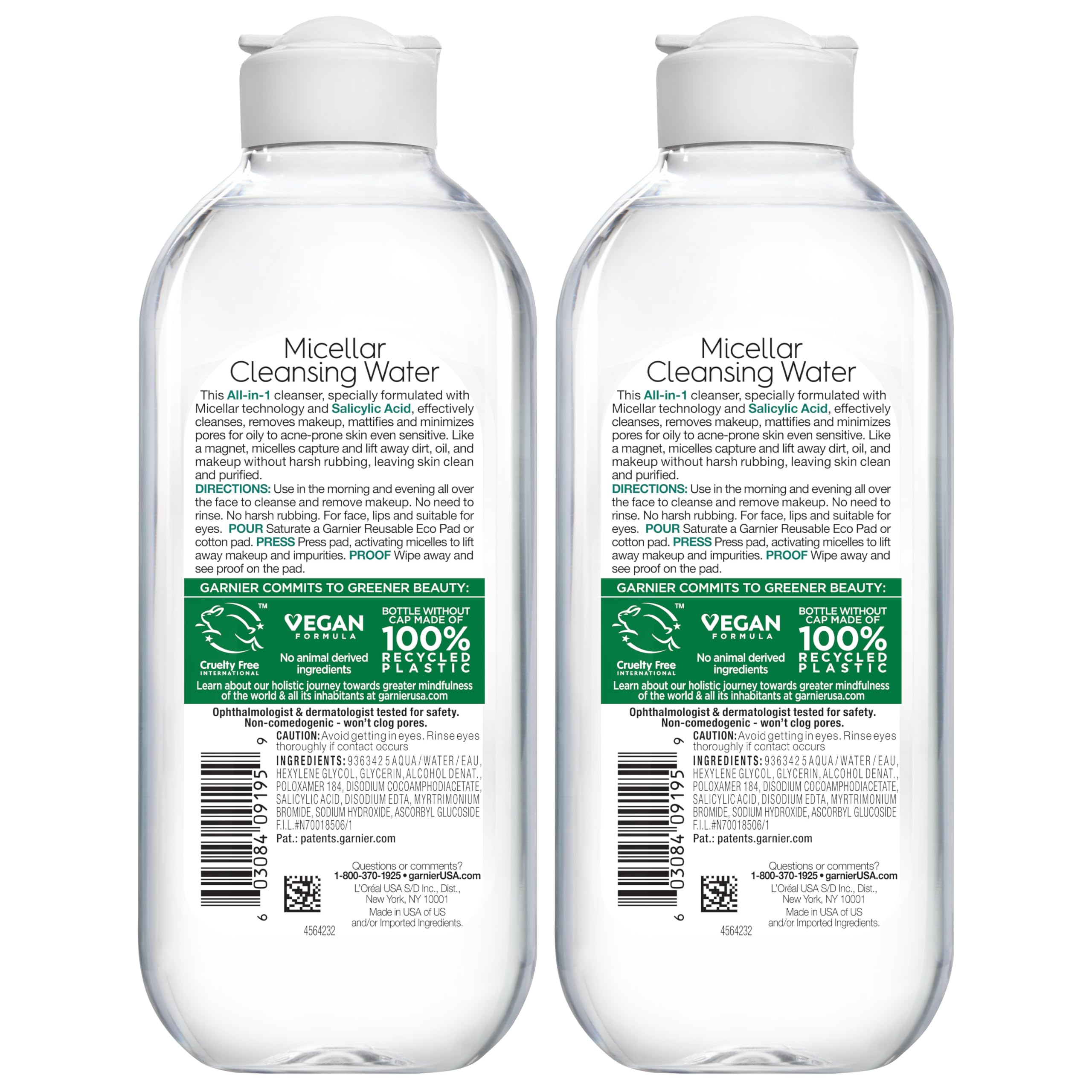 Garnier eau micellaire salicylique – pack de 2, solution purifiante pratique.