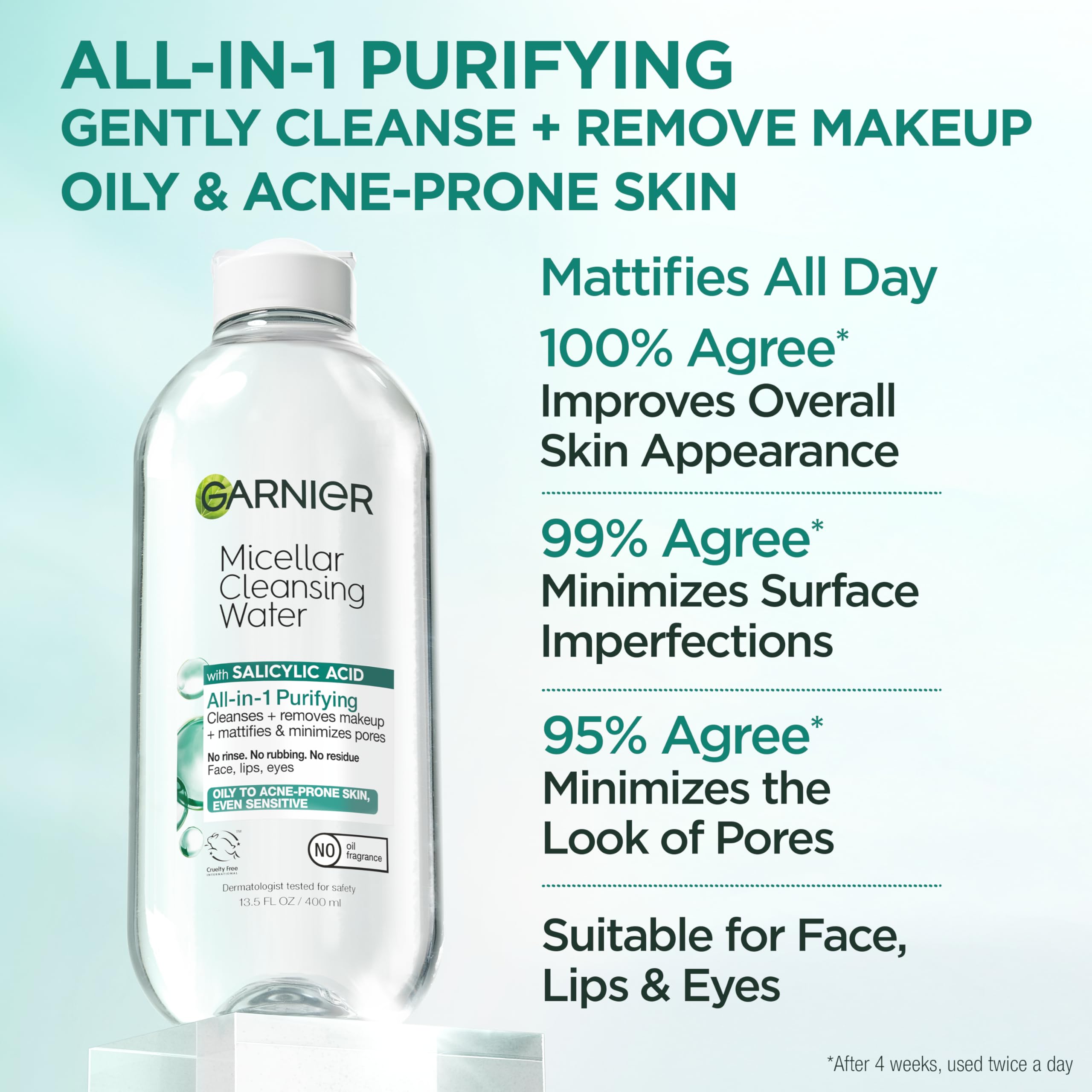 Garnier Eau micellaire salicylique pour peau mattee reste neuve toute la journée.