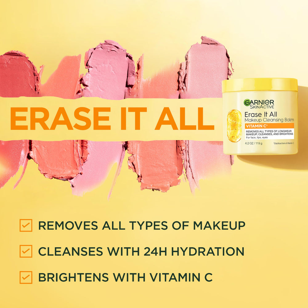 Garnier Erase It All, hydratation 24H sans fini gras pour peau lumineuse.