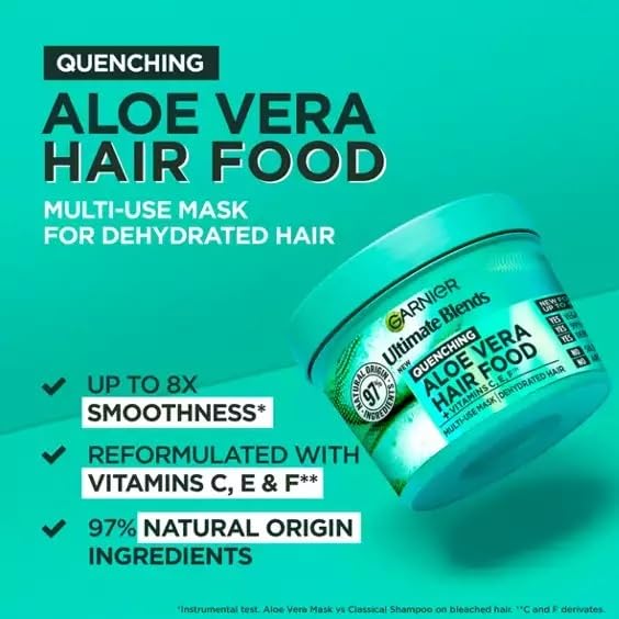 Garnier Fructis Aloe Vera Hair Food, application multi-usage pour une hydratation durable des pointes.