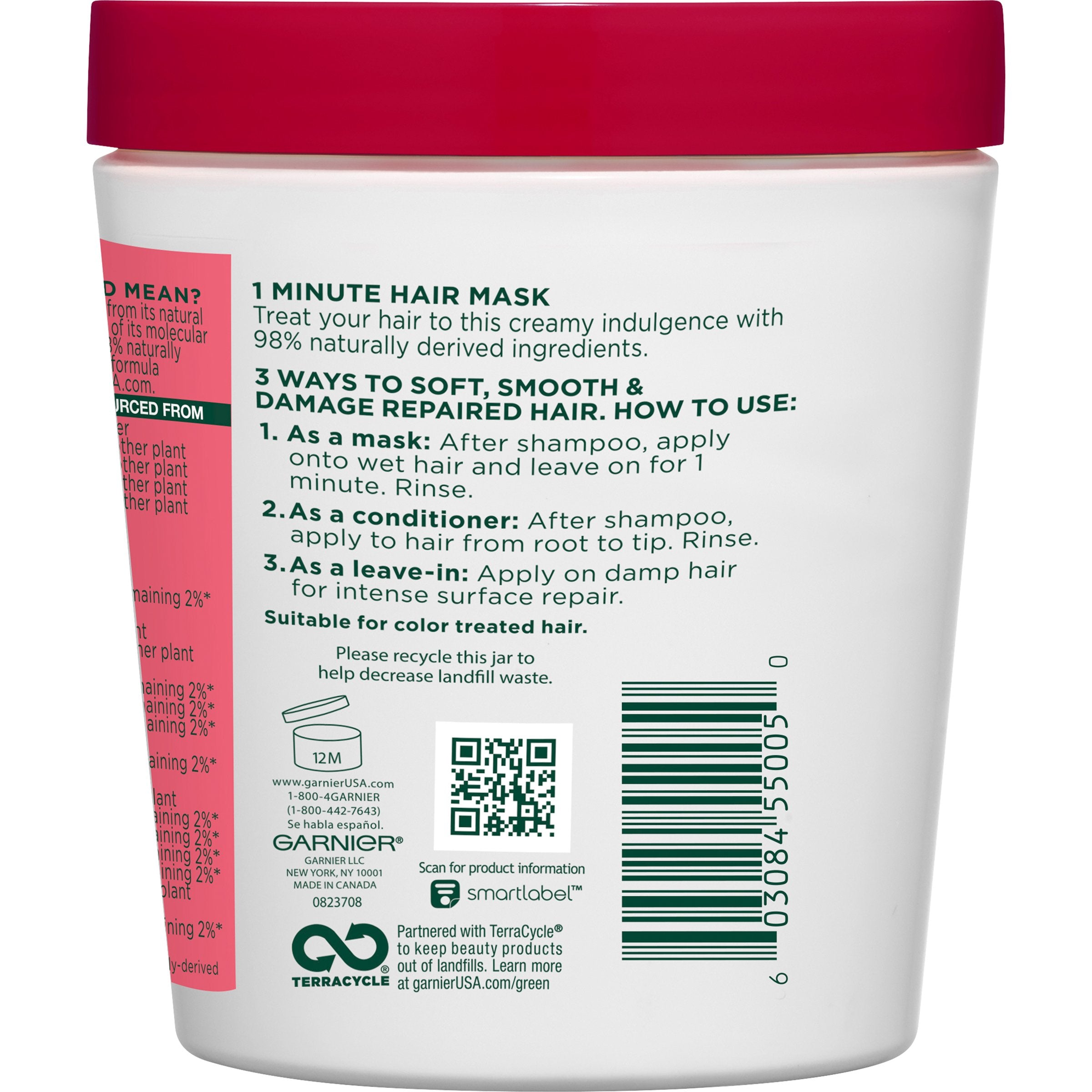Garnier Fructis Color Vibrancy appliqué sur cheveux humides pour démêlage rapide.