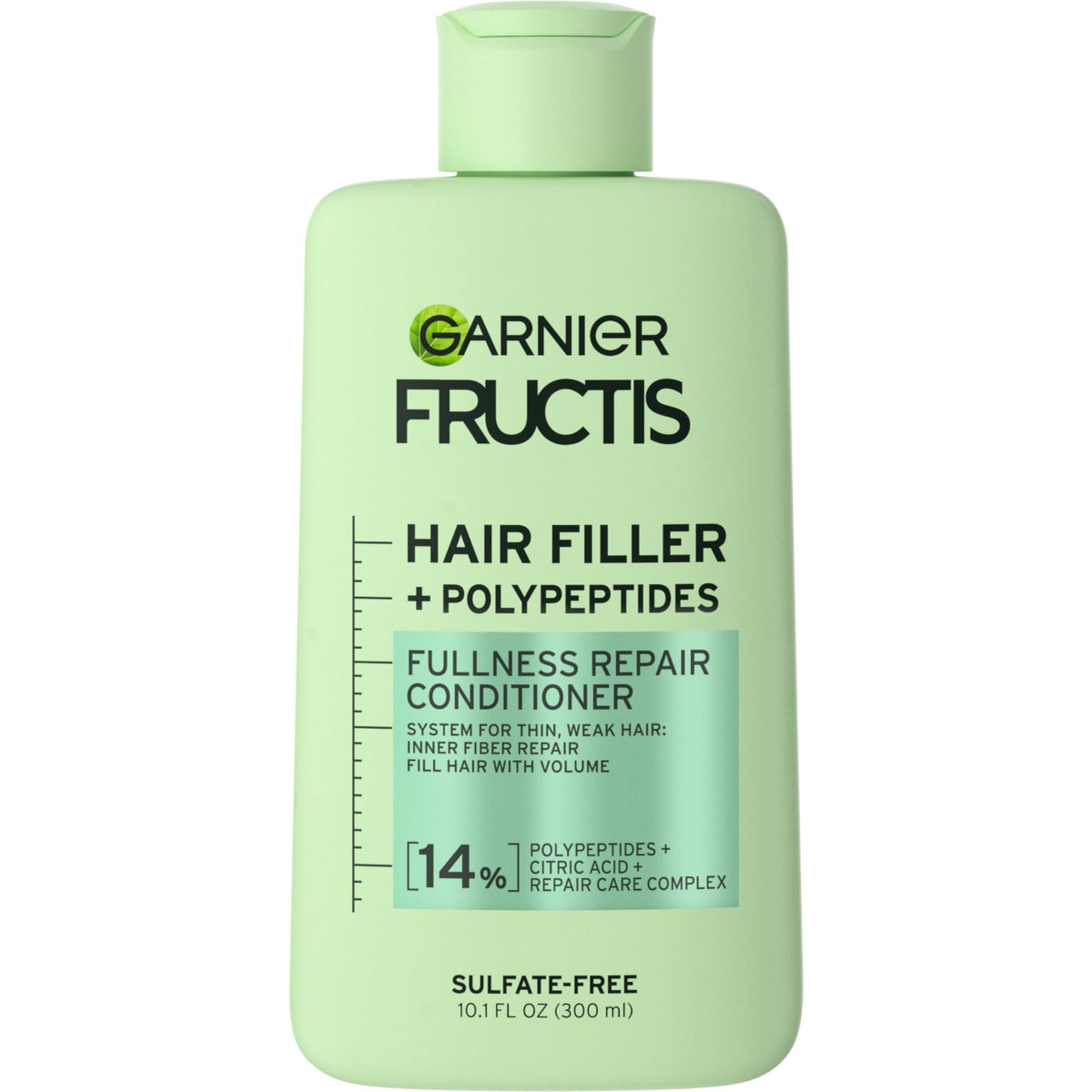 Garnier Fructis Hair Filler Fullness Conditioner bouteille: apporte volume et renforce les longueurs.