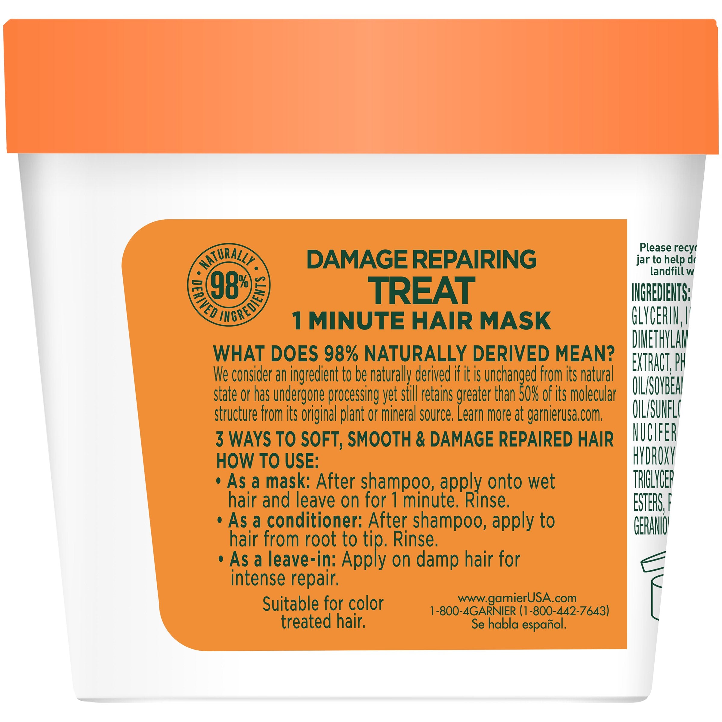 Application sur cheveux mouillés avec le masque Papaye Garnier Fructis pour démêler en douceur