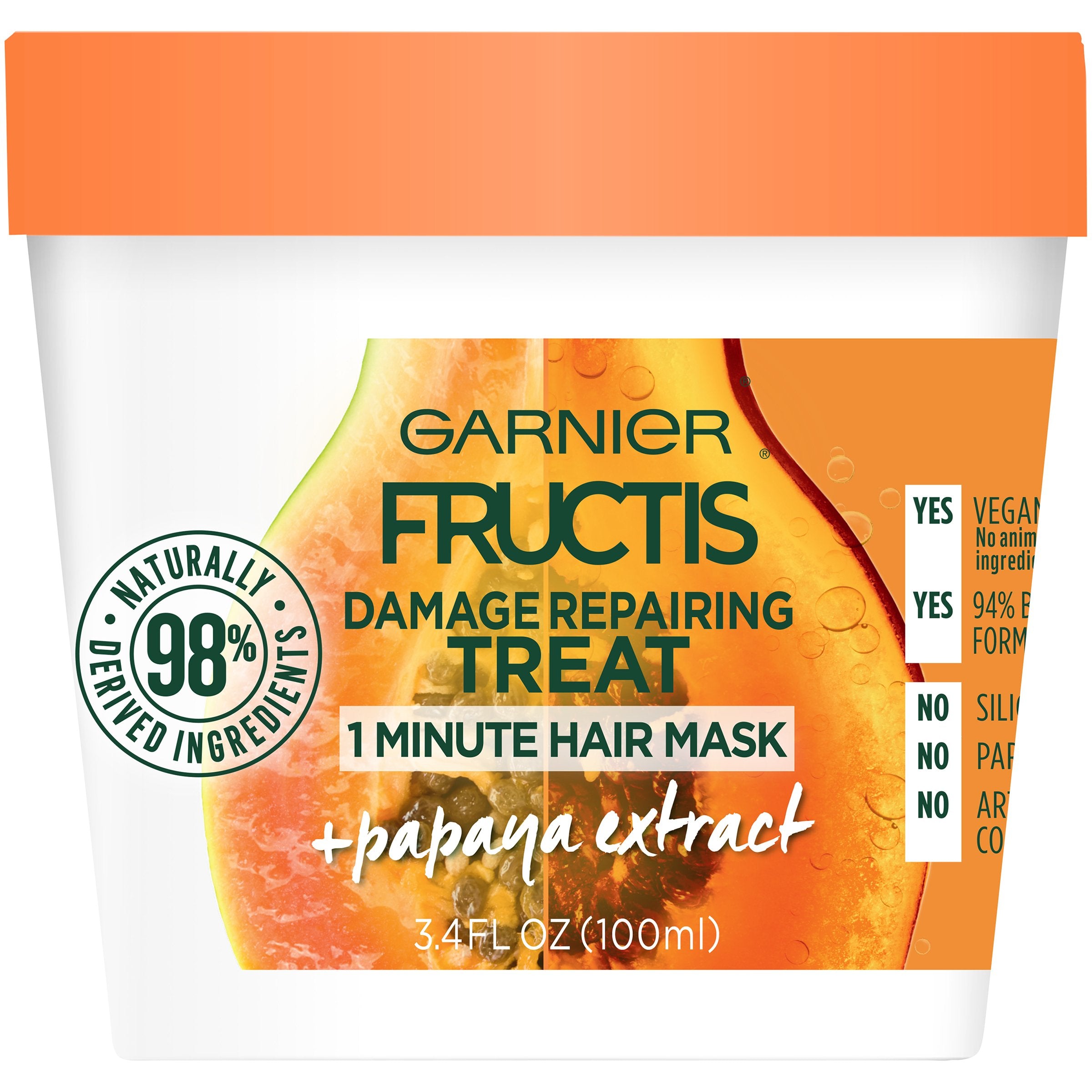 Garnier Fructis Papaye: bouteille prête pour un soin rapide en 1 minute, brillance assurée