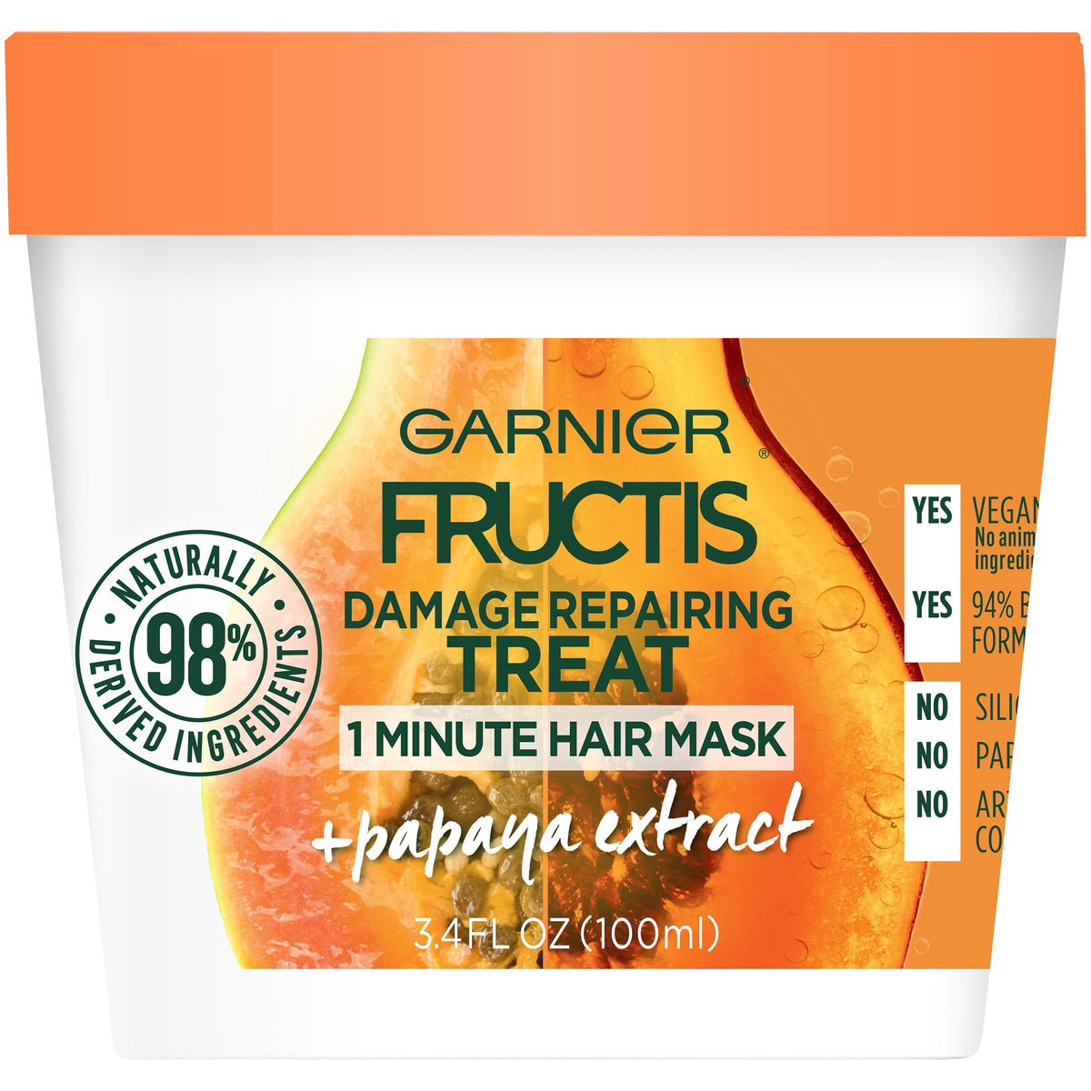 Garnier Fructis Papaye: bouteille prête pour un soin rapide en 1 minute, brillance assurée