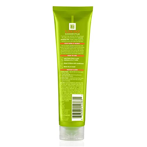 Garnier Fructis Sleek Shot bottle back label with usage notes and 1:1 mixing