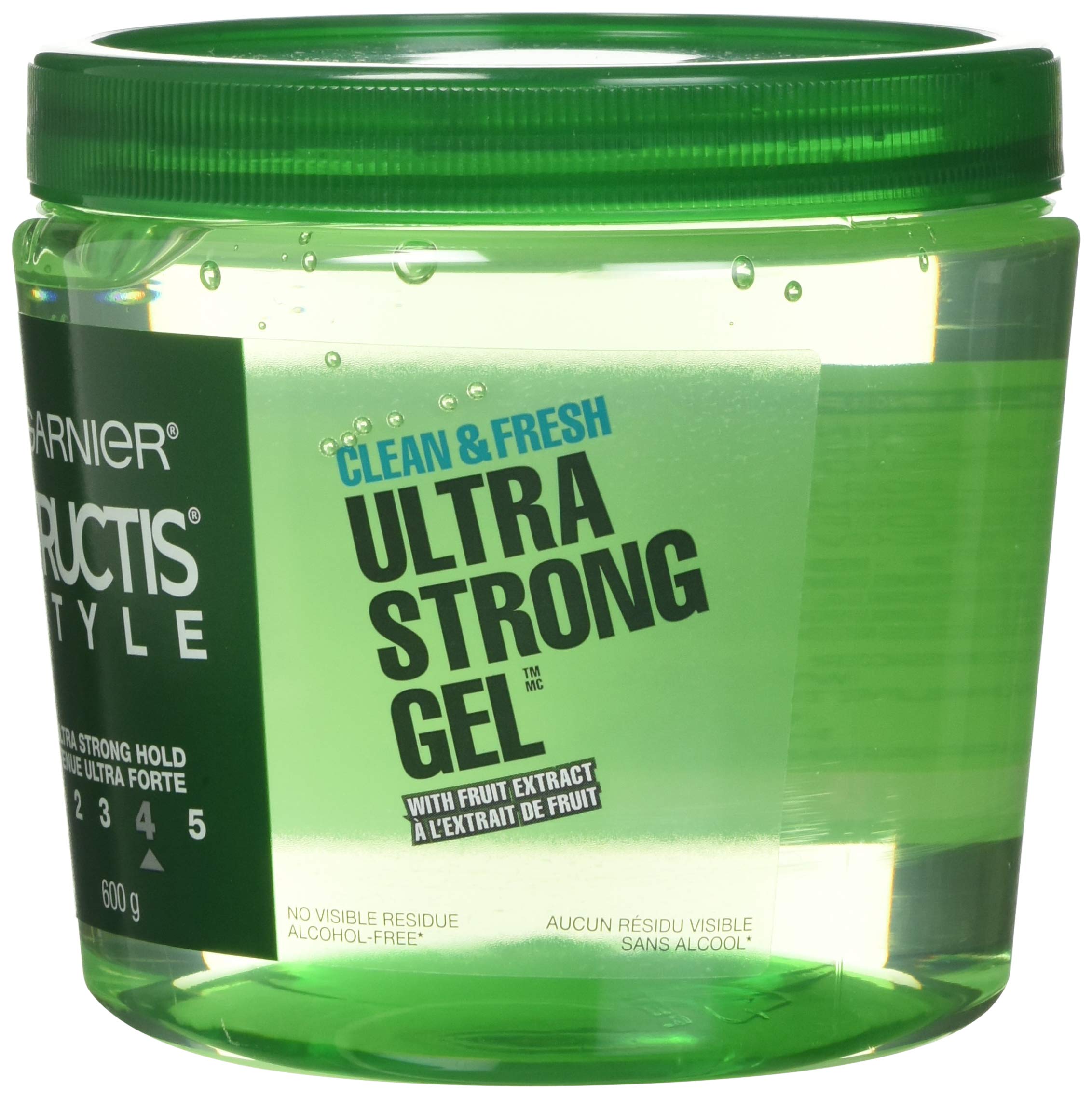 Garnier Fructis Style Ultra Strong Hold Gel No 4 label detail highlights fruit extract