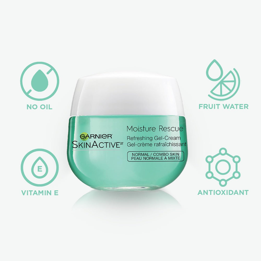 Garnier Gel-Crème Hydratant, texture légère pour hydratation rapide.