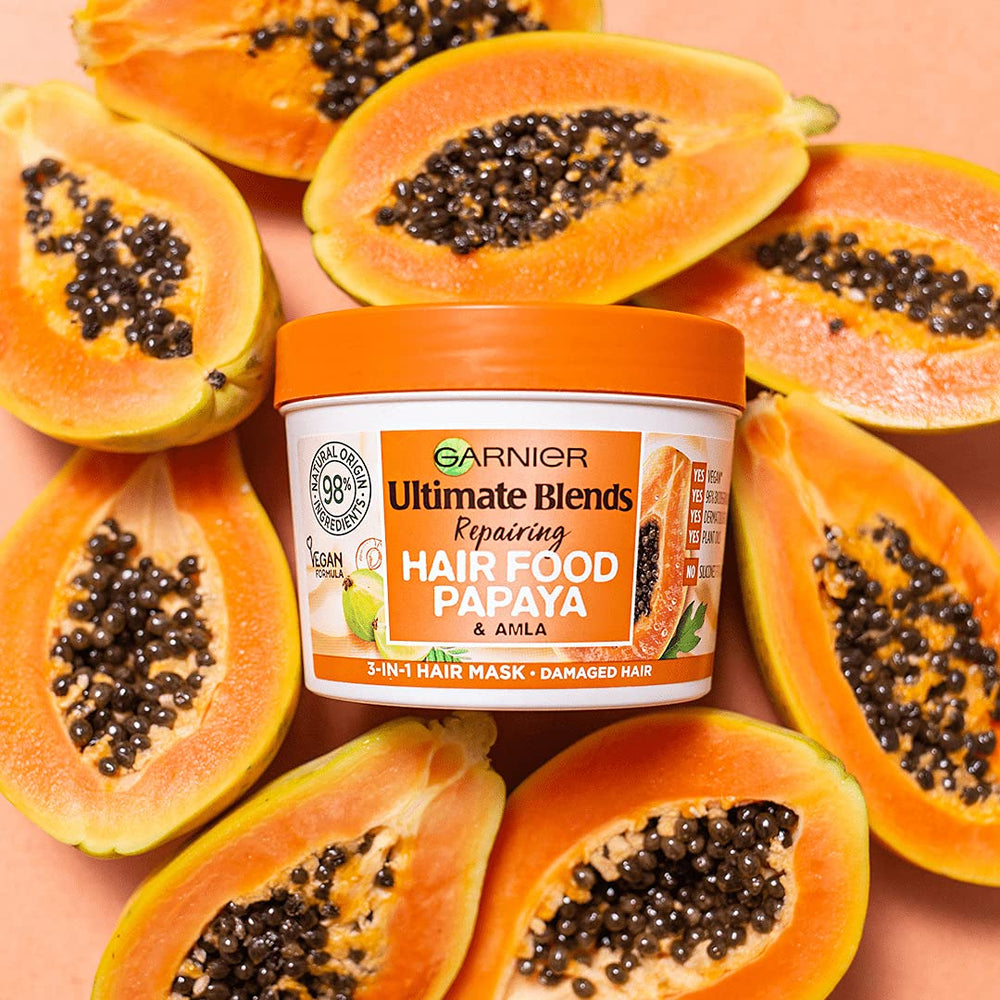 Garnier Hair Food Papaye – Application diffuse sur longueurs pour démêler.