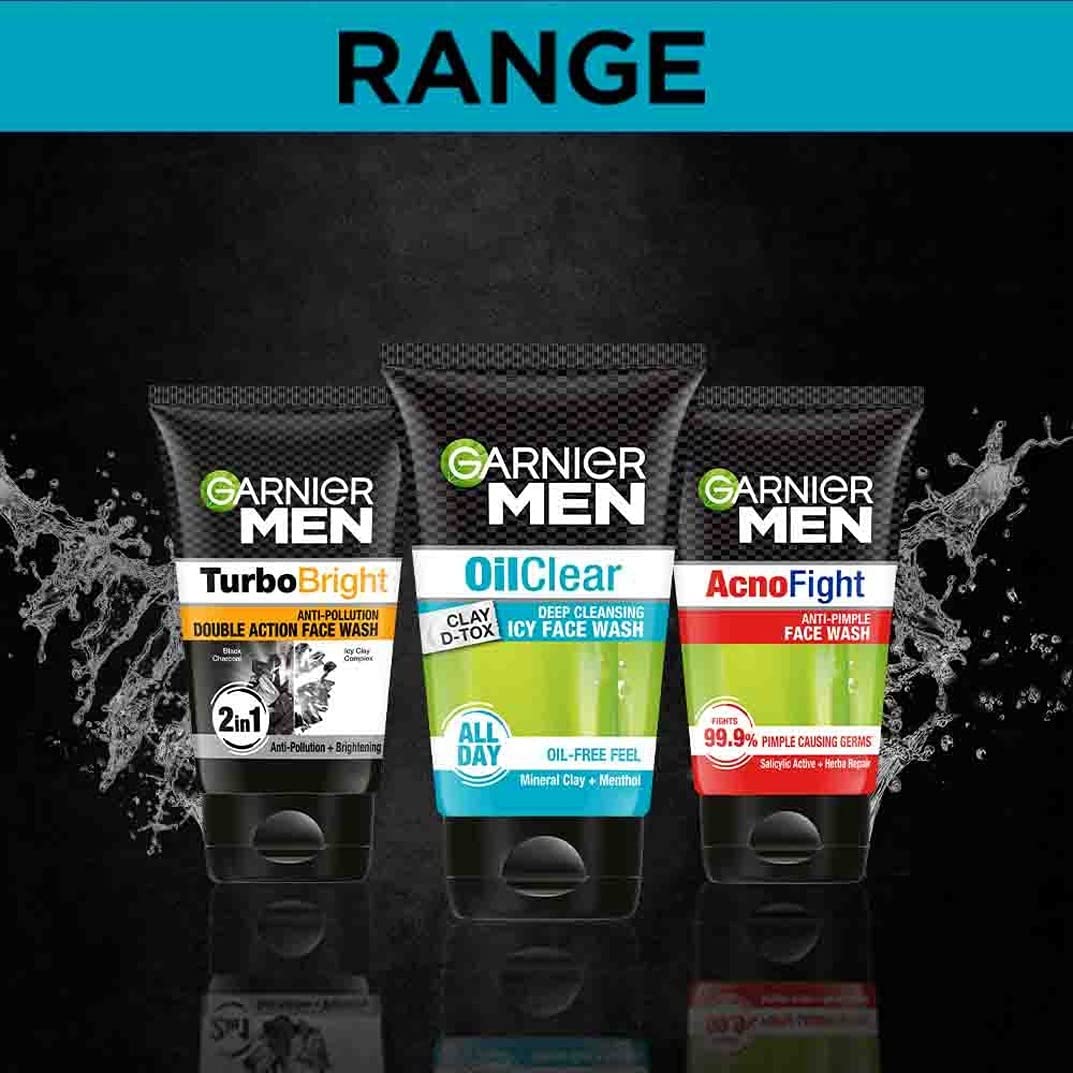 Garnier Homme – s'applique sur visage humide pour un rinçage facile.
