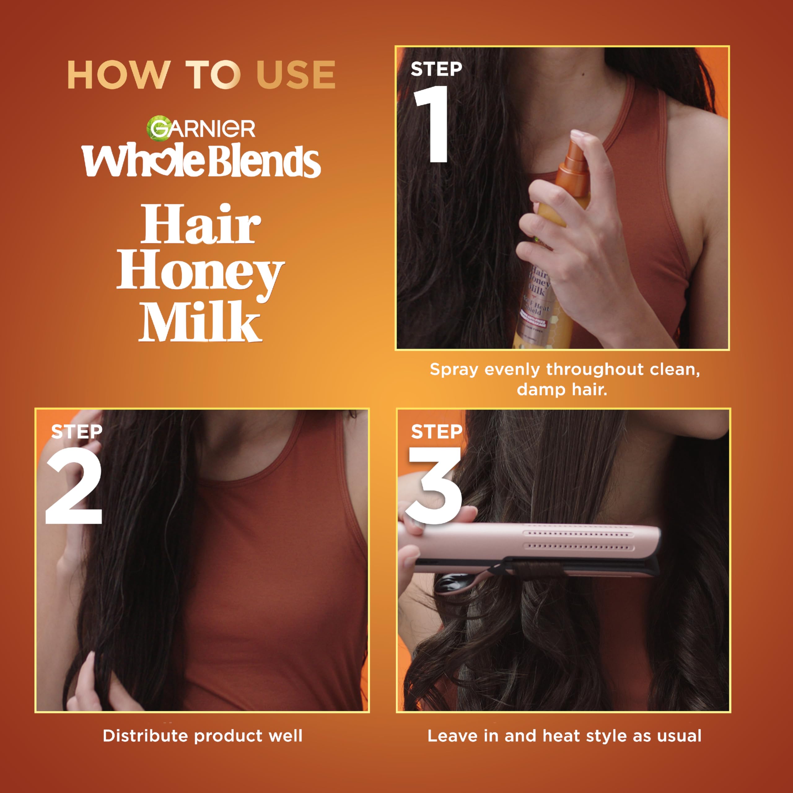 Cheveux lisses et plus maniables après l’application de Hair Honey Milk.