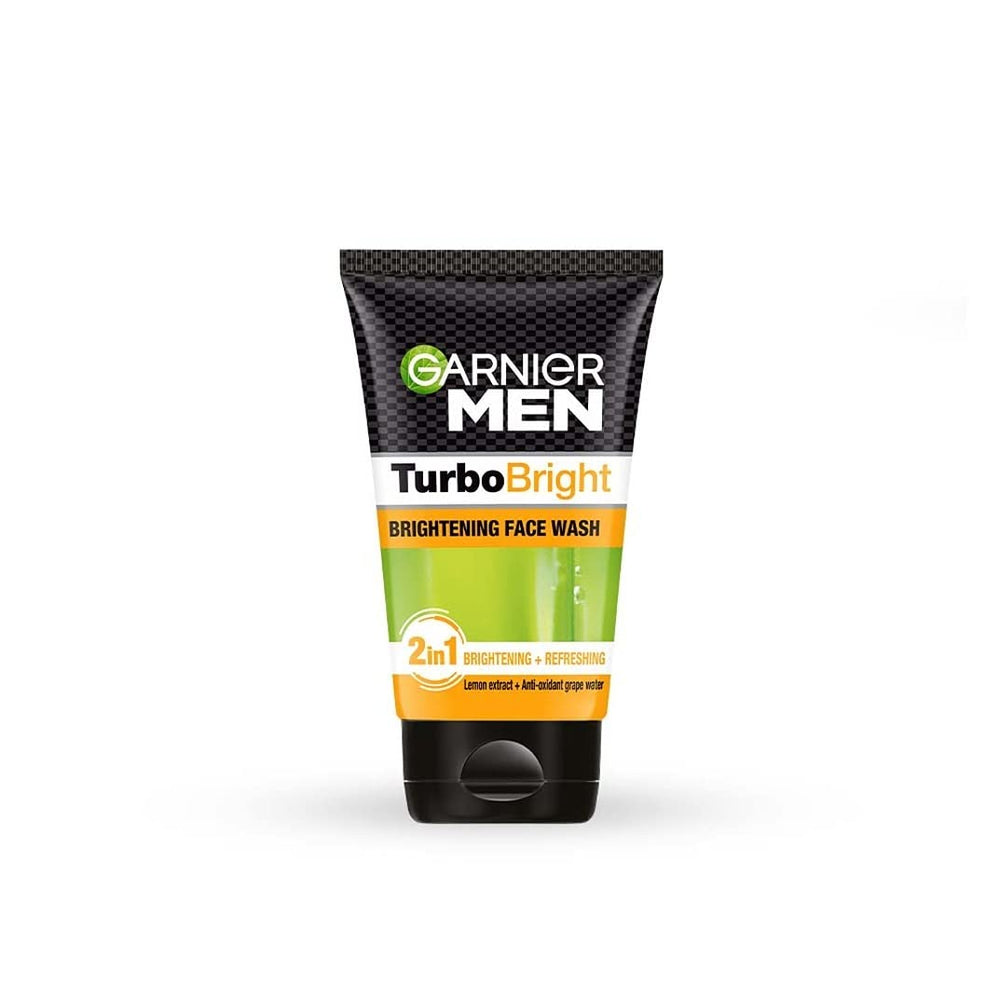 Garnier Men TurboBright - bouteille-visage pour routine pratique éclairant la peau.