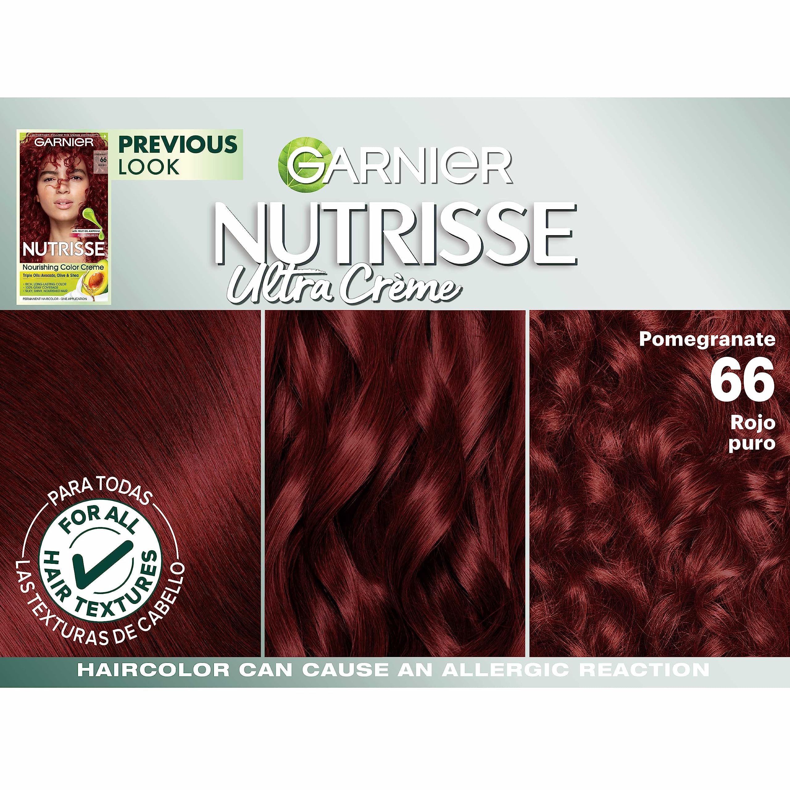 Garnier Nutrisse, couverture gris 100%, couleur riche et uniforme.