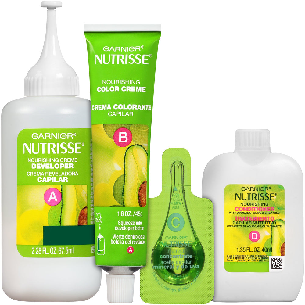 Couverture des gris par Garnier Nutrisse, couleur fidèle et longue tenue sur cheveux texturés.