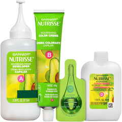 Couverture des gris par Garnier Nutrisse, couleur fidèle et longue tenue sur cheveux texturés.