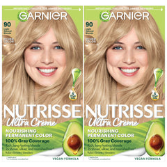 Kit Garnier Nutrisse coloration nourrissante 90 blond clair macadamia, couleur longue tenue.
