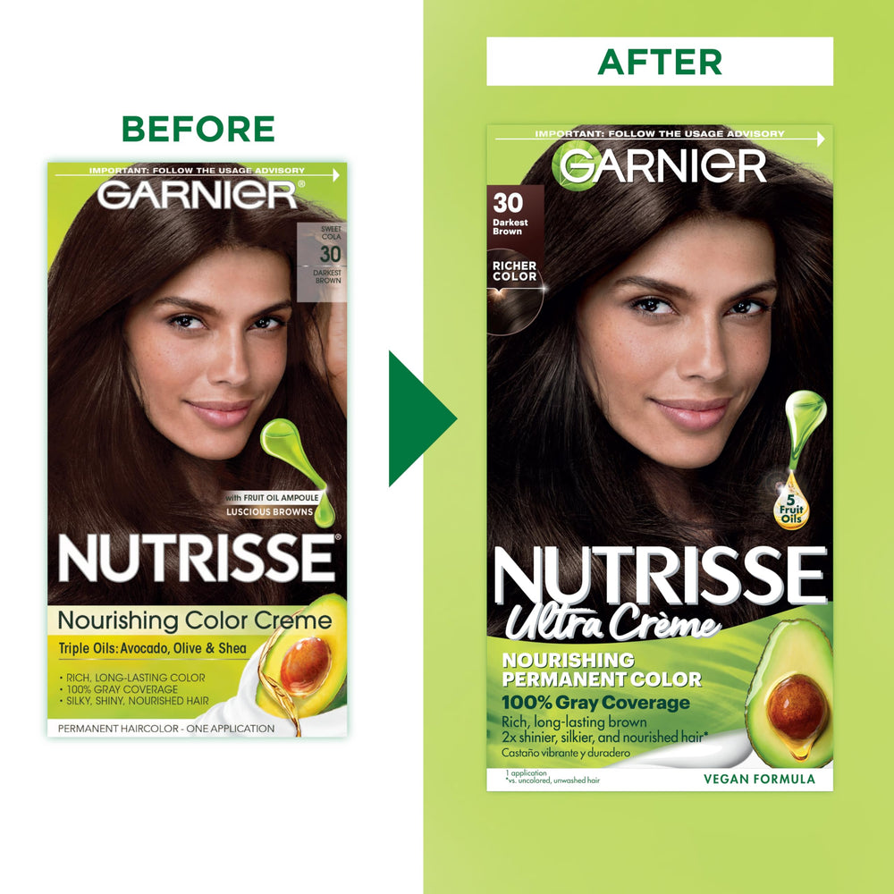 Mélange couleur avec ampoule fruits intégrée pour nourrir les cheveux.