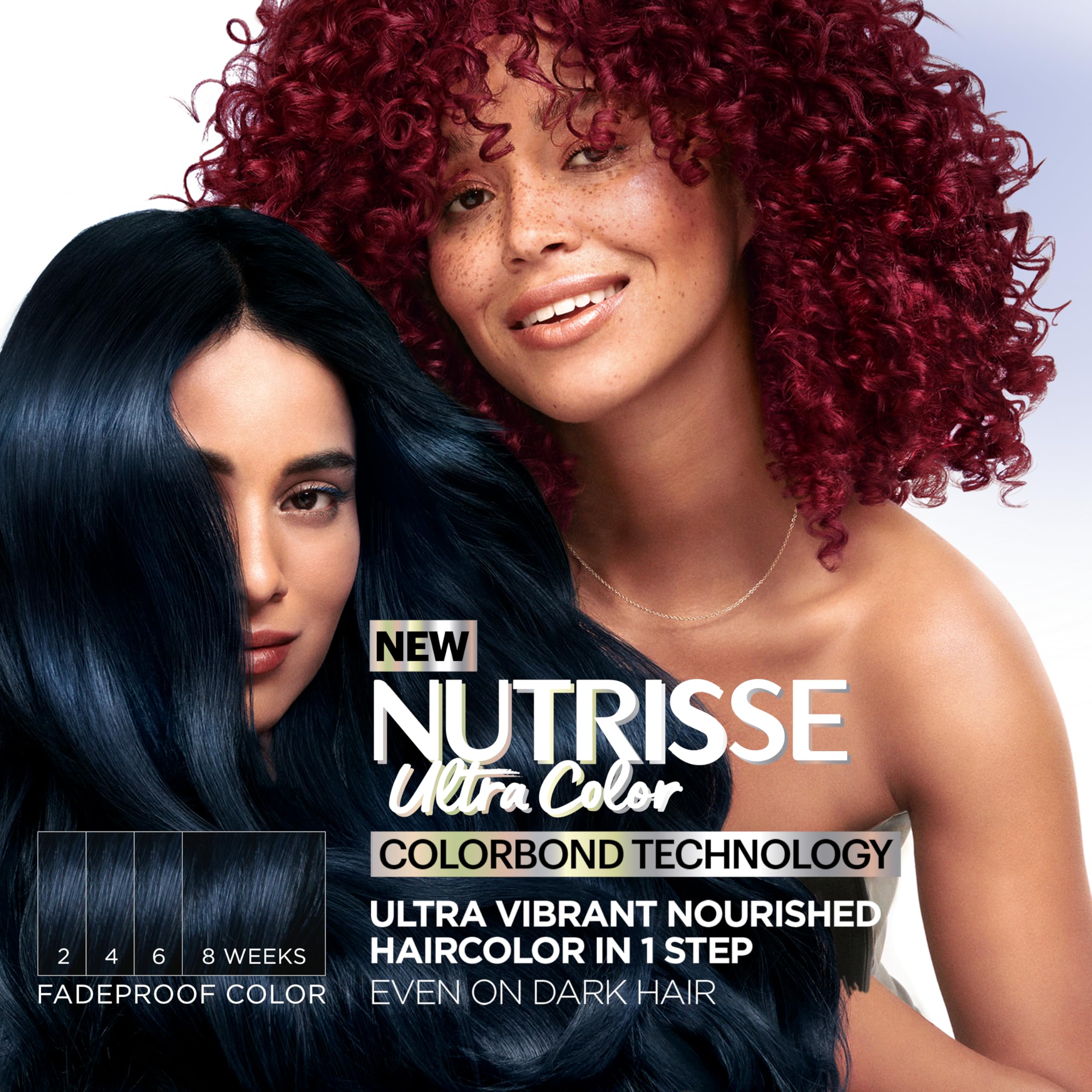 Avant et après coloration sur cheveux foncés; résultats burgundy