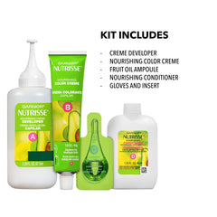 Garnier Nutrisse Ultra Color Crème : application crème facile pour une couverture des cheveux foncés.