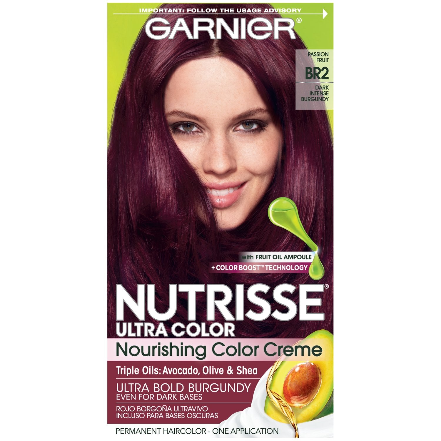 Garnier Nutrisse Ultra Color Crème : boîte du kit prête à l’emploi, facilité d’utilisation.
