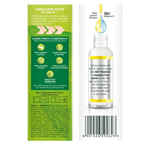Garnier Sérum Vitamine C : formulation adaptée à tous types de peau.