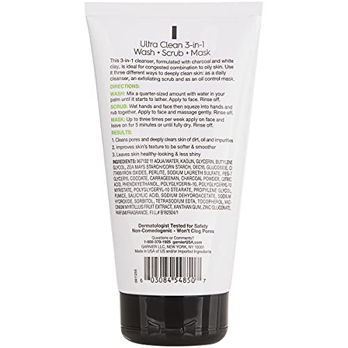 Garnier SkinActive Charbon 3-en-1 gommage visage pour peau lisse