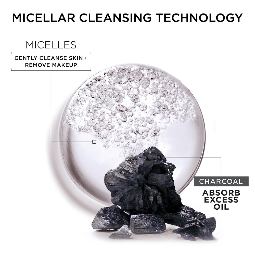 Charcoal helps absorb excess oil on Garnier cleanser