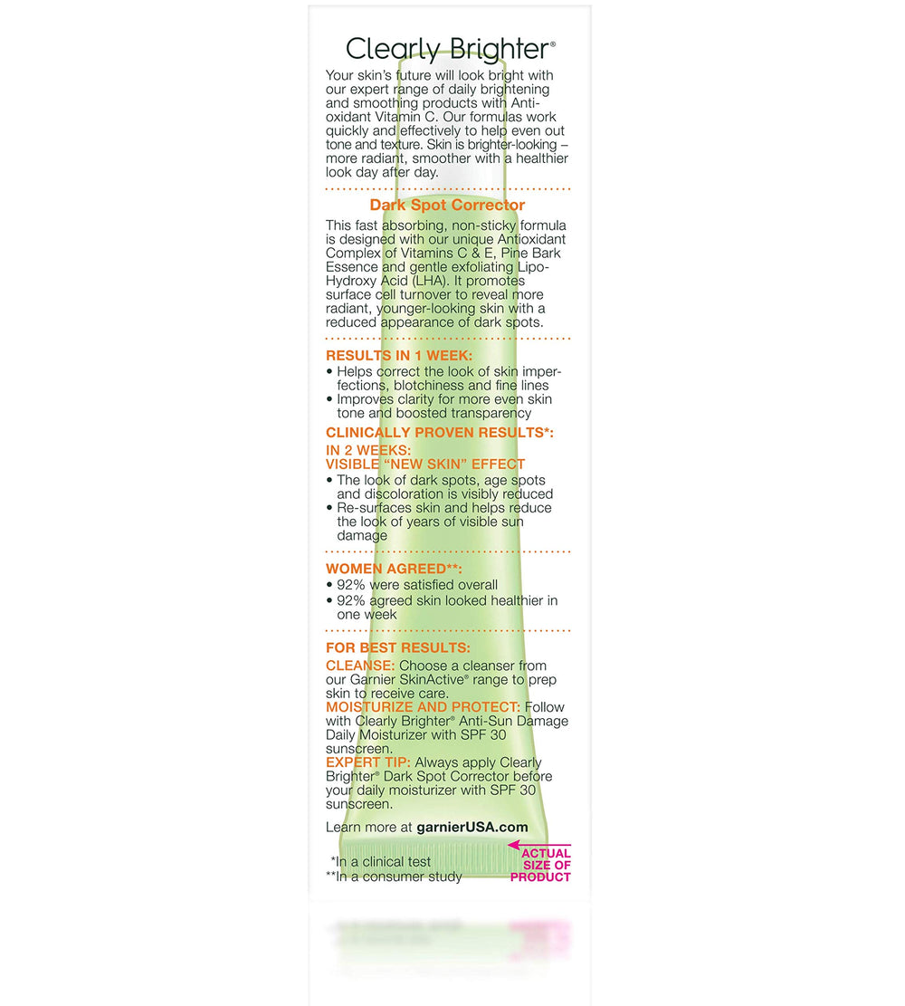 Étiquette Garnier SkinActive Vitamine C, identification et conseils d’utilisation.
