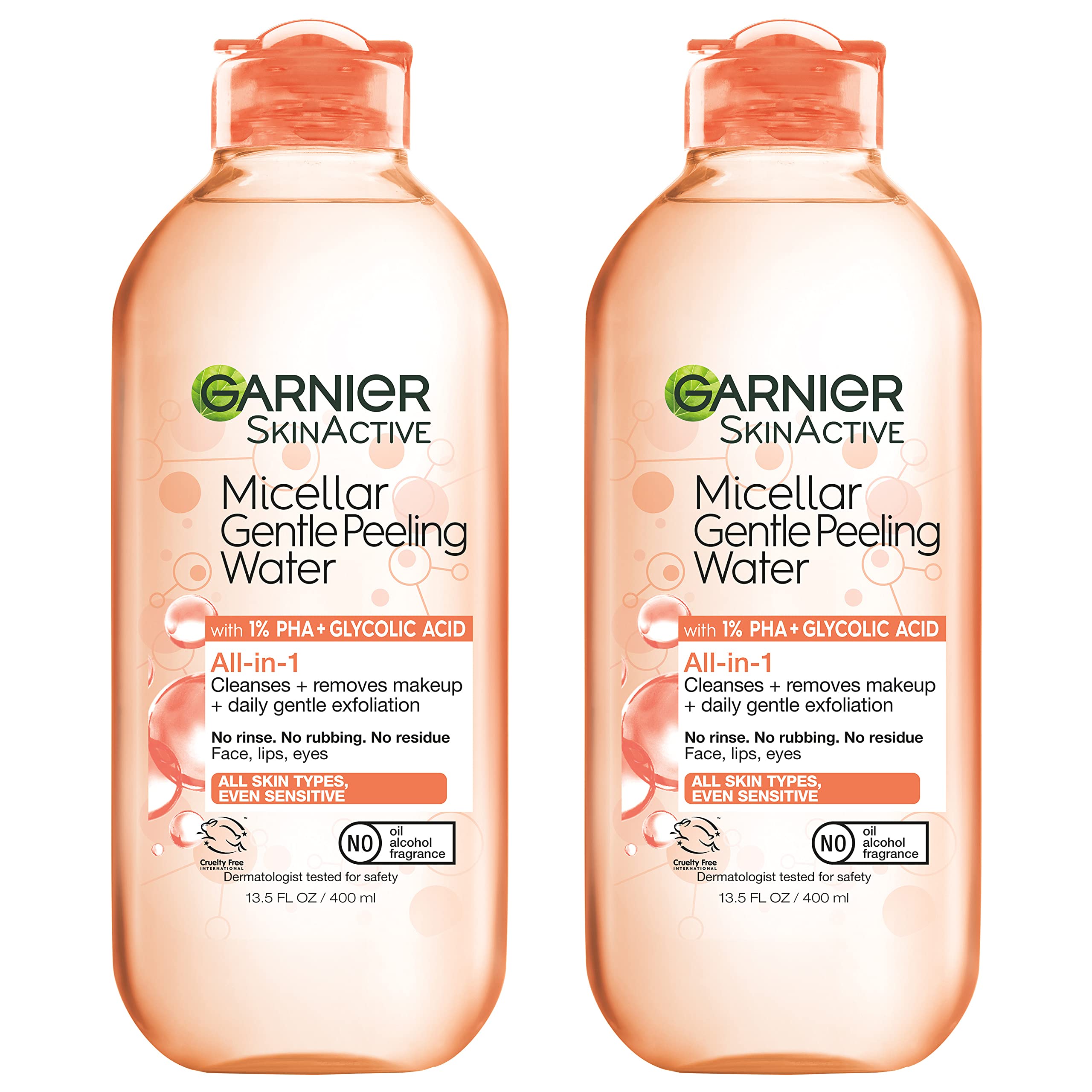 Garnier SkinActive Exfoliant Doux Eau Micellaire démaquillant et exfolie en douceur.