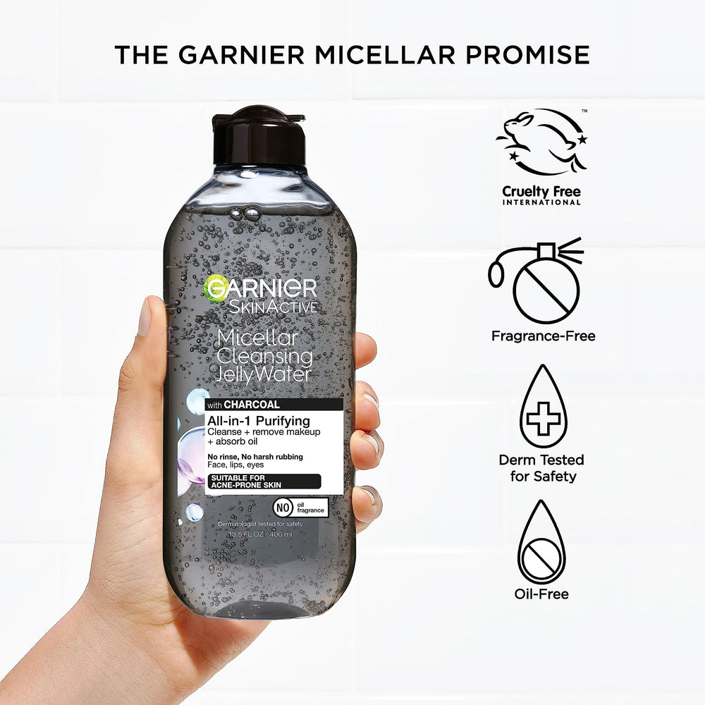 Garnier SkinActive micellar makeup remover in action with no rinse