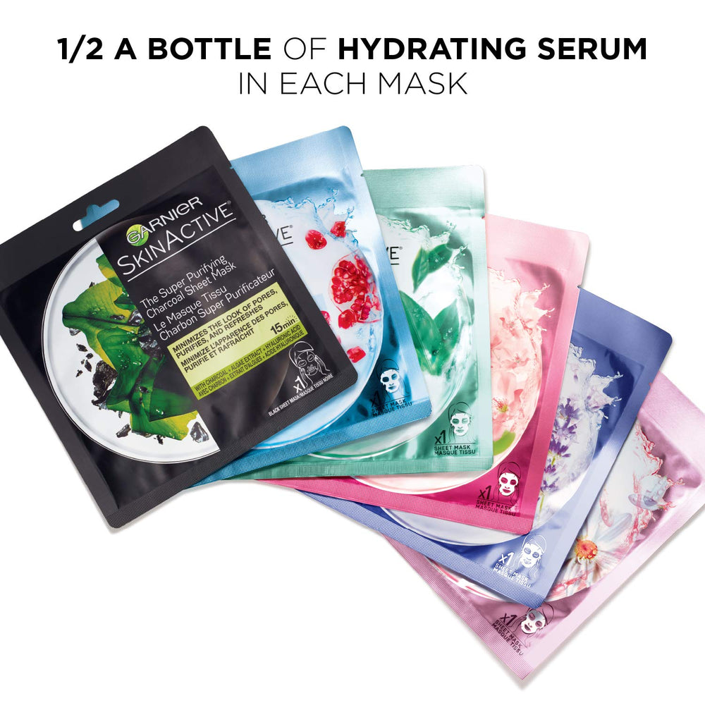 Garnier SkinActive masque feuille hydratant non gras, adapté à tous les types de peau.