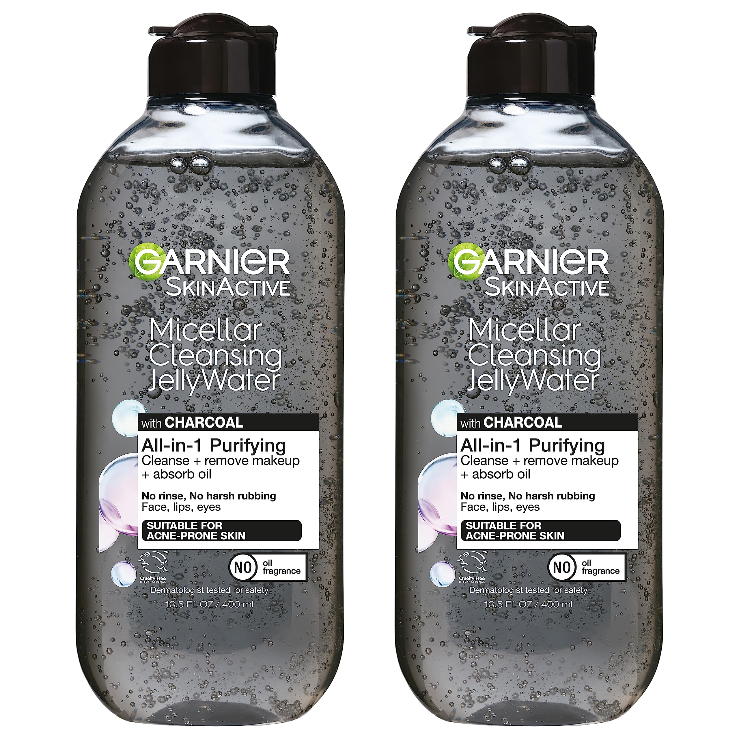Garnier SkinActive micellar cleansing jelly water charcoal bottle highlights oil absorption
