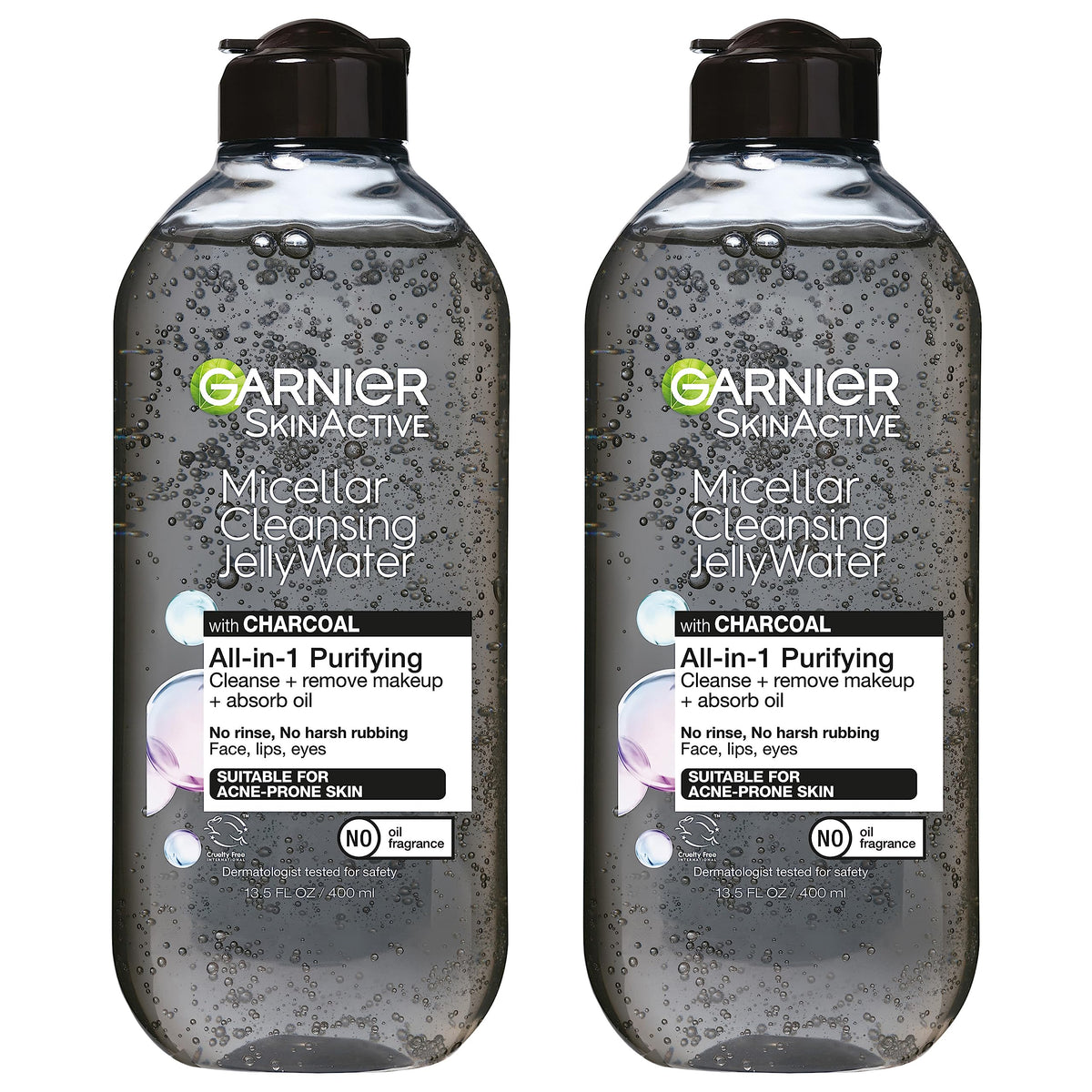 Garnier SkinActive micellar cleansing jelly water charcoal bottle highlights oil absorption