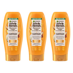 Garnier Whole Blends argan camellia, brillance visible sur cheveux après utilisation.